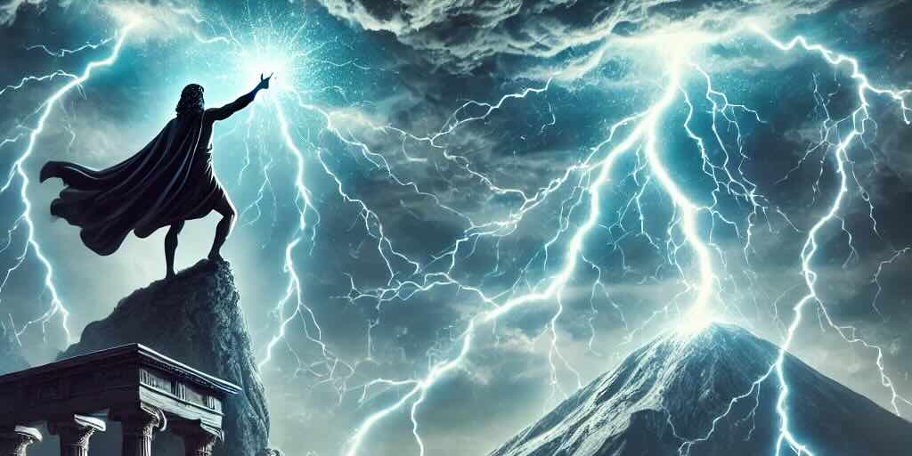 Lightning striking Mount Olympus